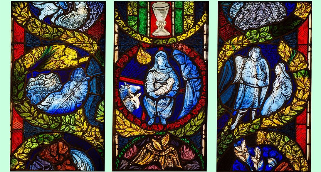 mittleres Register mit Verkündigung an Maria und Geburt Jesu